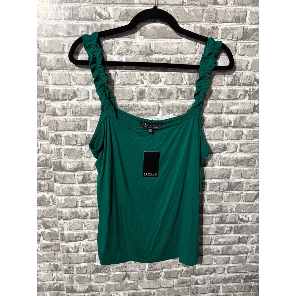 Eloquii‎ Green Ruffle Tank NWT